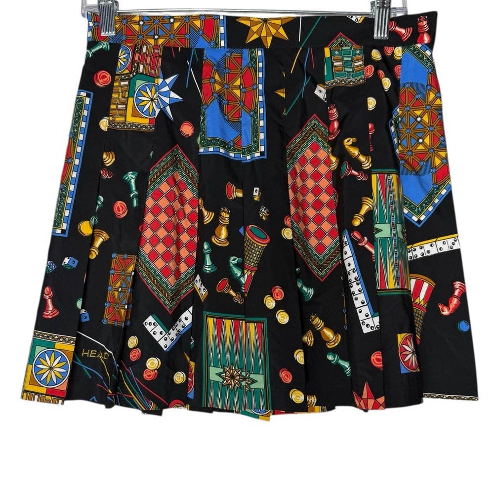 VTG HEAD Pleated Skirt Measures Sz 6 Tag Sz 12 Board Game Chess Checkers Retro